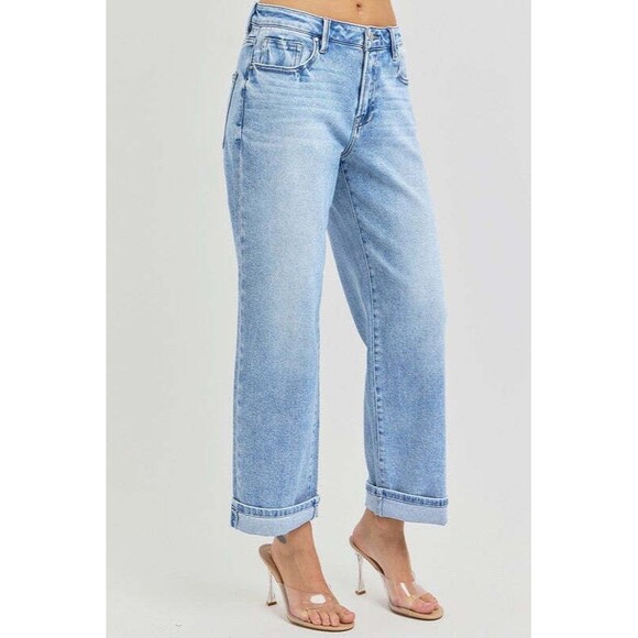 RISEN Ankle Wide Leg Cuffed Jeans NWT - Picture 2 of 4